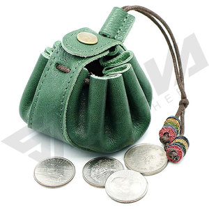Pochette à dés en cuir véritable vert de haute qualité pour quatre dés, durable pour les jeux de D&D, vente en gros - Product Image 3