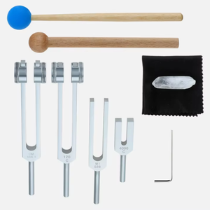 Ensemble de diapasons argentés pour la guérison des chakras, la thérapie sonore par vibration, la méditation. - Product Image 1