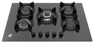 Table de cuisson à gaz encastrable 5 brûleurs en verre avec allumage électronique, design étanche, surface facile à nettoyer et usage domestique - Product Image 3