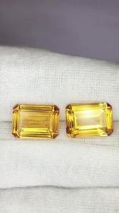 Citrine naturelle de qualité supérieure, taille émeraude, jaune, paire, clair, 14,47 carats, qualité supérieure, excellente brillance, IGI - Product Image 5