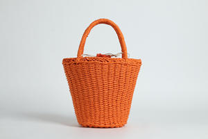Power through your busy workday with this trendy Natural yarn bag designed with a yellow woven body and sturdy <b>top</b> handles - Product Image 3