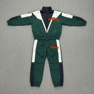 Survêtements de streetwear d'hiver pour hommes, 2 pièces, en coton 100%, avec logo personnalisé imprimé, effet délavé vintage, blocs de couleur, respirants - Product Image 6