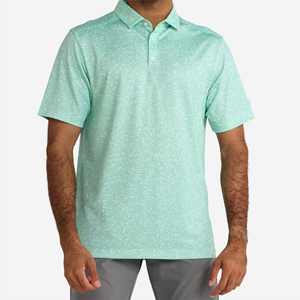 Polo de Hombre Verde Menta Estampado, Manga Corta, Tejido Transpirable, Estilo Casual - Product Image 5