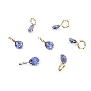 Pendentif Breloque en Tanzanite Bleue 7mm en Or Jaune Massif 14k, Monture pour Bijoux / Pierre de Naissance de Décembre / Pierre Précieuse Bleue / Coupe Poire - Product Image 3