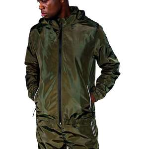 Veste coupe-vent imperméable personnalisée pour homme, légère, à capuche, verte, vêtements de sport, tenue de course en plein air, veste de pluie à fermeture éclair - Product Image 4