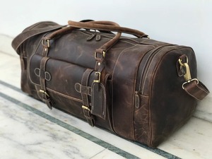 Bolsa de Viaje de Cuero de Grano Completo Hecha a Mano, Estilo Vintage, Bolsa de Fin de Semana, Gran Capacidad, con Cierre, para Hombre y Mujer - Product Image 2