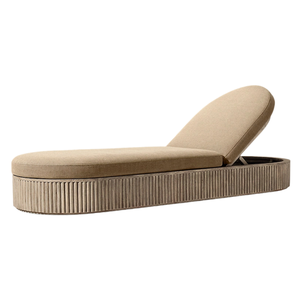 Signature Collection Hotel Emma Luxury Modern <b>Round</b> Rattan Teak Wood Outdoor Sun Lounger Woven Base Adjustable Backrest <b>Cushion</b> - Product Image 5