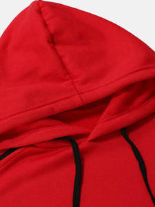 Men's <b>Red</b> Hooded Sweatshirt Slim Fit Casual Autumn Wear Long Sleeve Knitted <b>Hoodie</b> with Pocket - Product Image 3