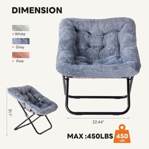 Fauteuil pliant confortable en fausse fourrure pour adultes, idéal pour la lecture dans la chambre, le salon, le dortoir, le parc et la salle de sport - Product Image 3