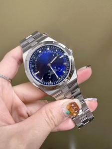 Montre mécanique automatique pour homme, cadran bleu luxueux en platine éternelle, bracelet en acier inoxydable, date, phase de lune, pour les voyages d'affaires - Product Image 2