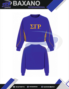 เสื้อครอปสีน้ำเงินและสีทองของชมรมซิกมาแกมมาโร พร้อมลายปักสีทองและดีไซน์ลายพิมพ์  สำหรับชมรม SGR ชุดนักศึกษา - Product Image 4