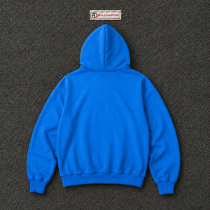 เสื้อฮู้ดโอเวอร์ไซส์สีน้ำเงินลายกราฟิกพร้อมตัวอักษรสีเหลือง สไตล์สตรีทแวร์ เสื้อพูลโอเวอร์ลำลองแฟชั่นสุดเท่ ลดราคา - Product Image 6
