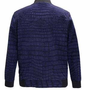Chaqueta de cuero con estampado de cocodrilo, chaqueta de motociclista con cuello alto, chaqueta de invierno con cierre frontal, chaqueta de cuero personalizada OEM. - Product Image 3