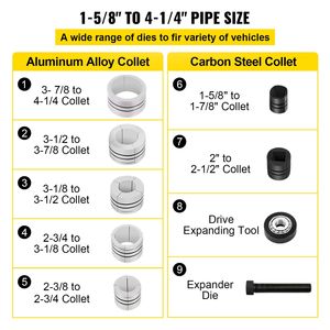 Espansore Idraulico Manuale per Tubi da 10 Tonnellate, da 1 5/8'' a 4 1/4'', per Tubi di Scarico, 4 Matrici e 2 Valigette Portaoggetti, Strumento per Riparazioni Auto - Product Image 3