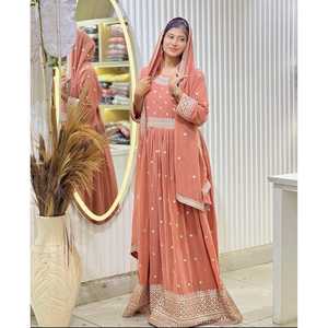 Vestidos de Noche Rosas de Diseñador, Vestido de Fiesta con Pantalón y Dupatta, Talla M, Elegante, Incluido - Product Image 3