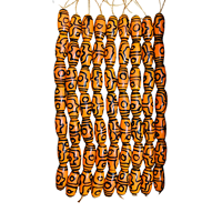 Perles ovales à motif tribal orange et noir, 1228 mm, finition brillante |   Perles en verre soufflé pour la fabrication de colliers et de bijoux DIY