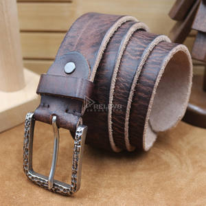 Cinturones de Cuero Premium Vintage con Efecto Desgastado al por Mayor, Cinturón Casual para Jeans de Hombre, Correa de Cuero de Vaca Grabada Personalizada, Piel de Cocodrilo Pura Separada - Product Image 4