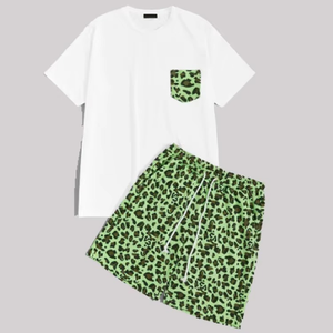 ชุดเซ็ตเสื้อยืดแขนสั้นผ้าฝ้ายผสมโพลีเอสเตอร์คุณภาพสูง กางเกงขาสั้นลำลองสำหรับผู้ชาย ชุดลำลอง 2 ชิ้น สวมใส่สบาย - Product Image 3