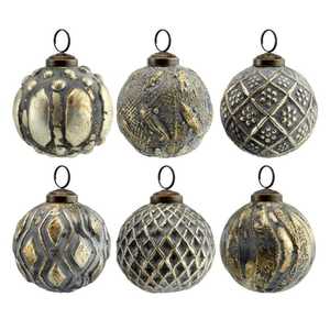 ลูกบอลแก้วสีแดงวินเทจสำหรับตกแต่งคริสต์มาส งานฝีมือทรงกลม - Product Image 3
