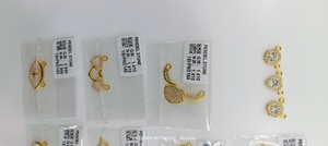 Pendientes Jhumka Indios Religiosos de Oro Sólido de 22K, Pendientes Chandbali de Oro Real, Joyería de Lujo para Novia, Joyería Tradicional de Oro Fino - Product Image 2