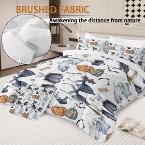 8-Piece Halloween Witch Pattern Comforter Set Includes 1 Comforter 2 Pillow Shams 1 Fitted Sheet Bed Bag Bedding for Cozy Sleep - Product Image 2