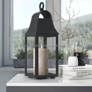 Lanterne porte-bougie de Noël moderne polie faite à la main pour une décoration intérieure élégante de la maison et du bureau, emballage personnalisé, bois naturel - Product Image 2