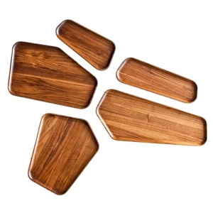 ชุดถาดไม้ล่าสุด ถาดเสิร์ฟลายเรขาคณิต ถาดไม้กระถินสำหรับใส่ขนมหวาน เครื่องประดับ สำหรับใช้ในบ้าน ห้องครัว ร้านกาแฟ ร้านบูติก - Product Image 1