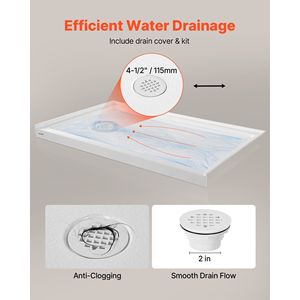 Piatto Doccia Rettangolare in Acrilico PVC Bianco 152x91 cm con Soglia Singola e Base Antiscivolo - Product Image 3