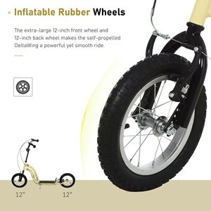 Monopattino Gonfiabile Beige da 12 Pollici per Bambini dai 5 Anni in Su, Doppio Freno, Telaio in Lega di Lusso, Ruote in PU, Leggero - Product Image 4