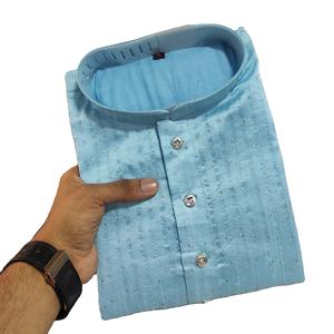 Secuencia de Jequard tejida de algodón y seda para hombres Kurta estilo formal indio y pakistaní para fiestas de temporada de bodas - Product Image 1