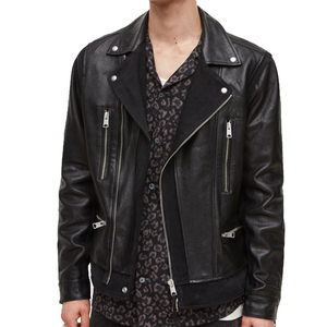 Blouson de moto réversible en cuir véritable pour homme, style motard, col zippé, fermeture éclair amovible, vêtement d'extérieur hiver 2026 - Product Image 1