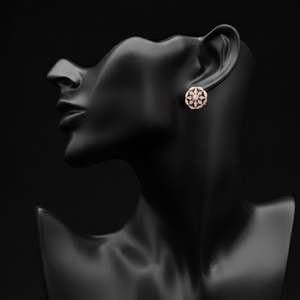 Ensemble de boucles d'oreilles clous en or rose 14 carats avec diamants en forme de fleur, plaqué rhodium, style tendance pour les fêtes, les mariages ou cadeaux pour enfants - Product Image 4