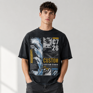 เสื้อยืดโอเวอร์ไซส์ผ้าคอตตอนหนานุ่มพิมพ์ลายกราฟิกสไตล์สตรีทแวร์ทรงบ็อกซี่ รับผลิตตามสั่งขายส่งแบบ OEM - Product Image 3