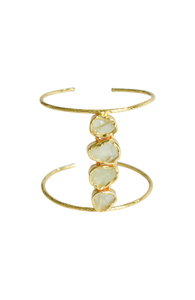 Wholesale Handmade Raw Four Stone Gold Plated Open Cuff <b>Bracelet</b> for Women Bohemian Fashion Jewelry - Product Image 3