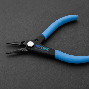 Pince à bec effilé de précision professionnelle pour bijoux, en acier inoxydable, outil manuel à pointe fine, poignée ergonomique bleue, logo personnalisé OEM - Product Image 4