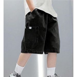 Shorts en jean délavé pour hommes et femmes, style streetwear, coupe ample, vintage, 100% coton, impression personnalisée, OEM - Product Image 5