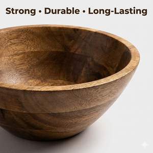 Grand saladier en bois de manguier, saladier en bois dur avec cuillères de service, saladier en bois de qualité supérieure pour fruits, salades et service - Product Image 6