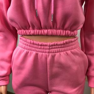 Unisex Solid Color Hooded Tracksuit Set Full Sleeve Casual Two-Piece Drawstring Pullover With Side Pockets Midweight 100% Cotton - Product Image 4