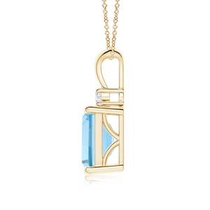 High Quality Top Selling Fine Jewelry <b>Pendant</b> 14K <b>Gold</b> 9*7MM 2.25Ct Emerald-Cut Aquamarine Solitaire <b>Pendant</b> with 0.07Ct Diamond - Product Image 3