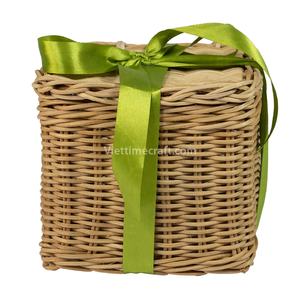 Set 2 of Eco-Friendly Rattan Bamboo Storage Baskets Gift <b>Hamper</b> Basket With Ribbon Gift <b>Box</b> <b>for</b> Weddings Made in Vietnam - Product Image 5