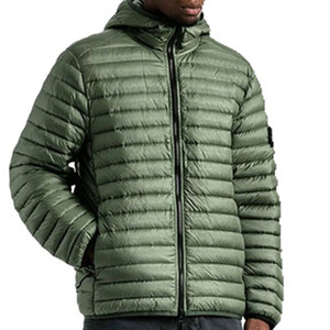 Blouson d'hiver décontracté pour homme, vert olive, à capuche, matelassé, coupe-vent, avec fermeture éclair, coupe régulière, couleur unie, avec empiècements - Product Image 6