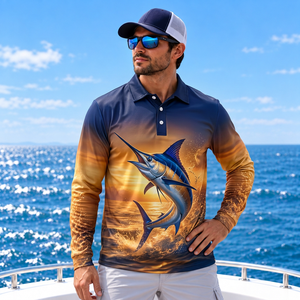 Polo de pêche personnalisé à manches longues pour hommes, polos de pêche UPF pour équipes de pêcheurs et détaillants - Product Image 5