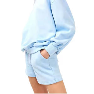 Ensembles décontractés d'été pour femmes, t-shirts et shorts 100 % coton, motifs unis, service OEM ODM, ensembles en solde pour femmes - Product Image 5