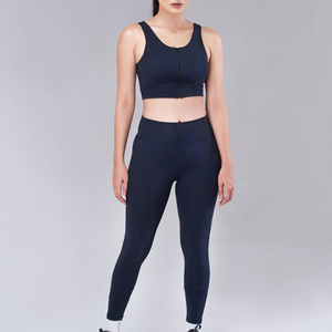 Hot Selling Summer Workout Yoga Sets for Ladies Custom Made Private Label with Front Logo Solid Pattern Bra and Yoga Set - Product Image 4