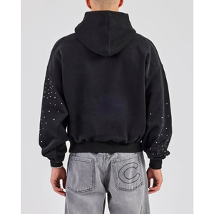 High Quality 380 GSM Oversized <b>Rhinestone</b> Pullover Hoodie Custom Fleece Crystal Streetwear Winter Digital Printing Unisex <b>Jacket</b> - Product Image 2