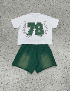 Ensemble deux pièces décontracté personnalisé en coton respirant, chemise et short surdimensionnés, t-shirts à manches courtes imprimés pour hommes - Product Image 2
