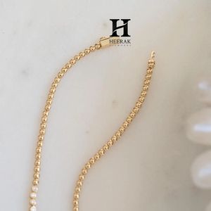 Collar de tenis con engaste de bisel graduado para mujer, oro de 14K, cadena de tenis con diamantes de corte brillante redondo, joyería fina de lujo con moissanita - Product Image 5
