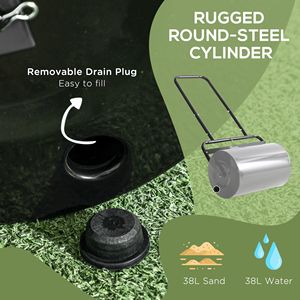 Rullo per Prato Nero da 20 Pollici, da Spingere/Tirare, Riempibile con 10 Galloni di Acqua o Sabbia per Livellare il Prato in Giardino, per Donne - Product Image 4