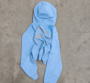 เสื้อฮู้ดซิปสีฟ้าอ่อนประดับเพชรเทียมทรงโอเวอร์ไซส์ สไตล์สตรีทแวร์ แต่งลายปักแบบแอพพลิเคชั่น หนานุ่ม ซิปยาวเต็มตัว - Product Image 2
