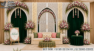 Luxury White Laser Cut <b>Backdrop</b> Panels for Wedding Stage Buy Elegant Indo-Arabic Nikkah Stage Laser Cut <b>Backdrop</b> - Product Image 2
